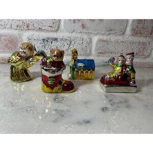 Rare! USSR Russian Vintage Christmas Ornament Lot Ceramic? Heavy Chrome Finish